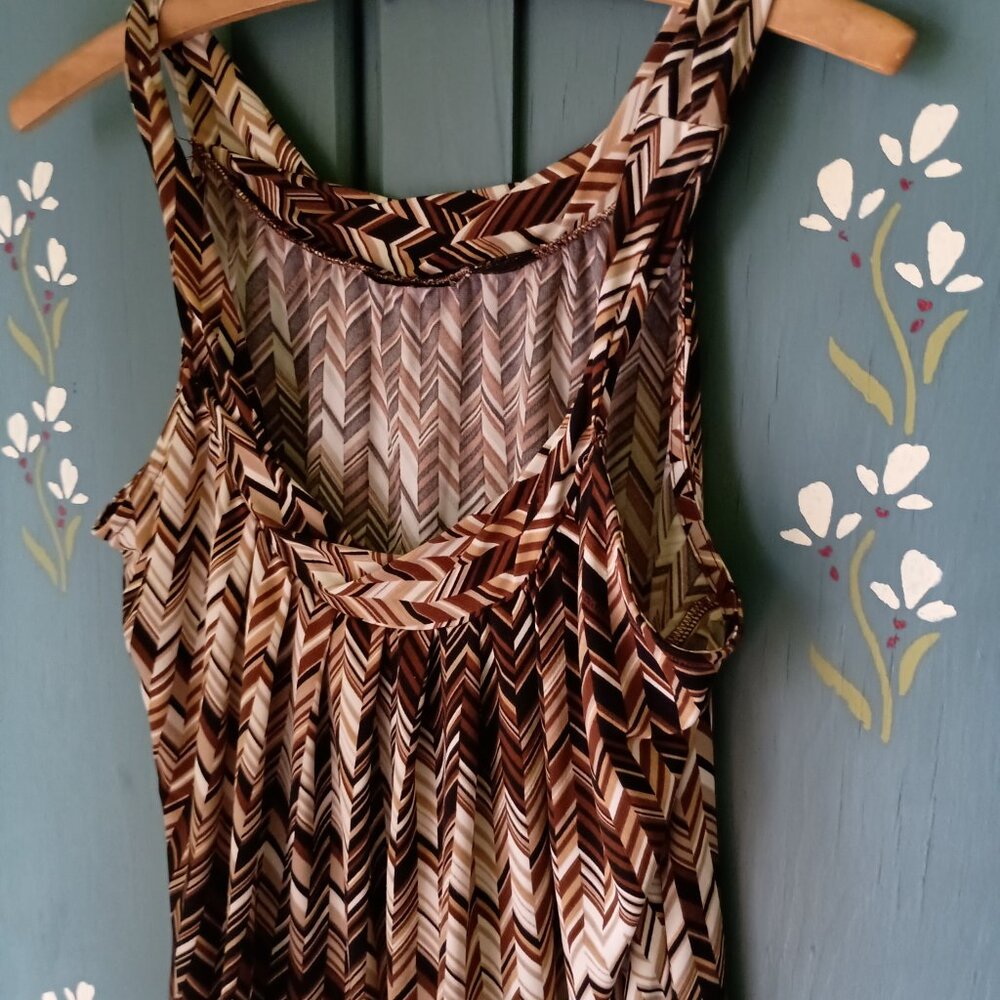 Geometric U-shaped Neck with Straps Women's Top Size M